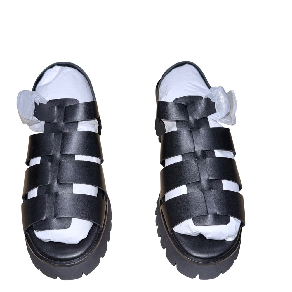 Quince Italian Leather Lug Sole Fisherman Sandal Black 8 LB84902-BELLE001-54926 - Picture 4 of 10